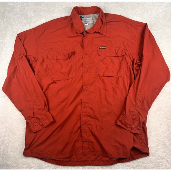 Columbia GRT Shirt Men's 2XL Burnt Orange Omni-Dry Long Sleeve Vented Button Up - Picture 1 of 9